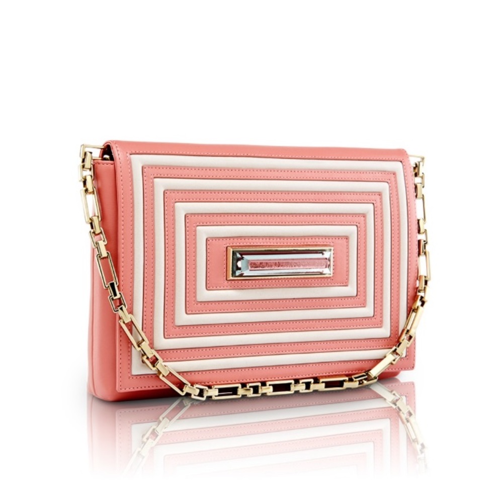Kristina George pink leather clutch handbag